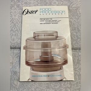 Vtg 1988 Oster Food Processor Accessory Paperback Instructions/Recipe Booklet